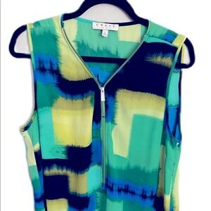 Chaus New York Tank Top lightweight tank top green yellow blue v neck